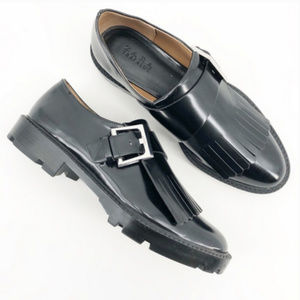 Zara Trafaluc Black Fringe Kiltie Loafers sz 9